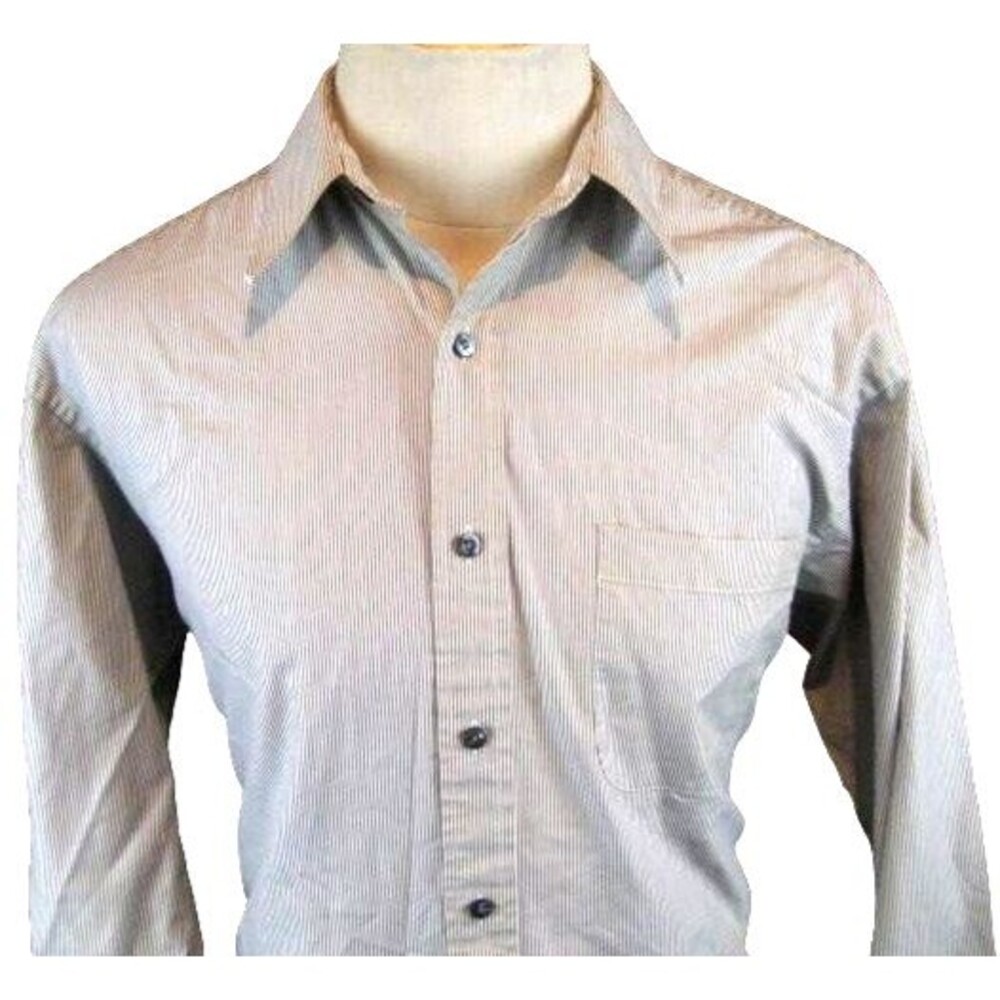 Mens  Croft & Barrow Gray Pinstripe Classic LS Cotton  Shirt sz 16x34/35